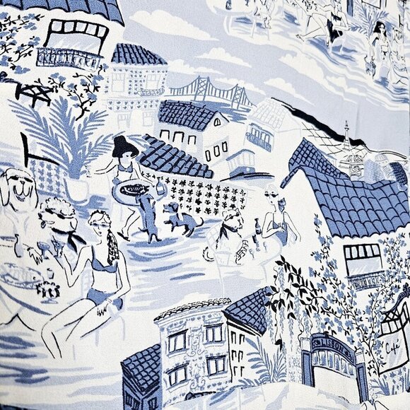 Reformation Gavin Blue White Portugal Printed Open Back Cap Sleeve Midi Dress - Picture 8 of 16